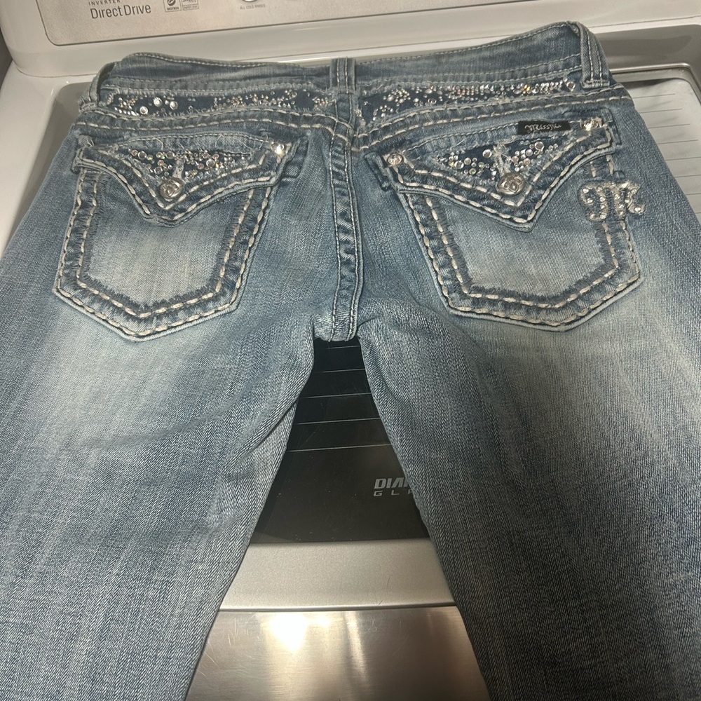 Miss Me Blue Boot Cut Jeans with Silver Accents